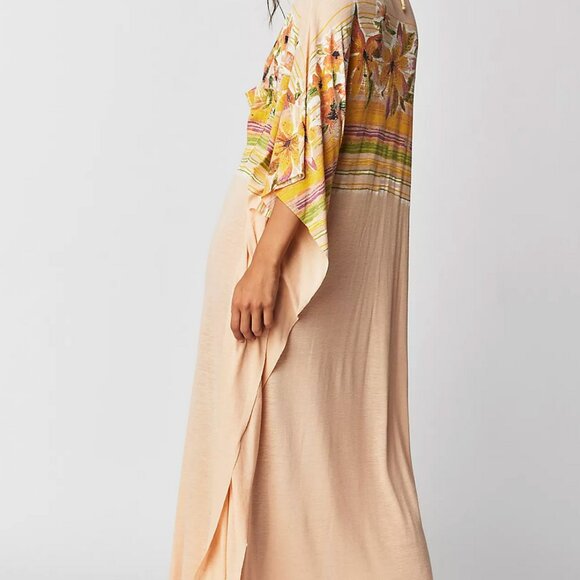 Free People Southport Tee Dress Floral Striped Print Drapey V-Neck Small - Picture 4 of 6